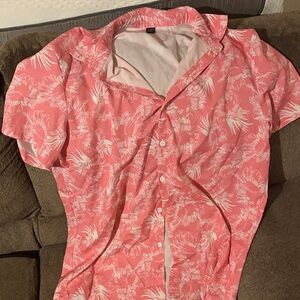 SHEIN Pink Floral Dress Shirt